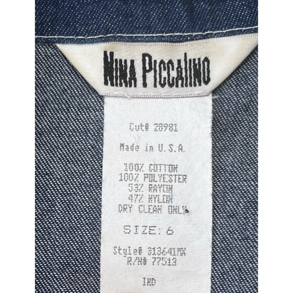 Vtg Nina Piccalino Sz 6 Boho Denim Crop Jacket Leopard Oriental 3/4 Sleeve USA - Picture 7 of 8